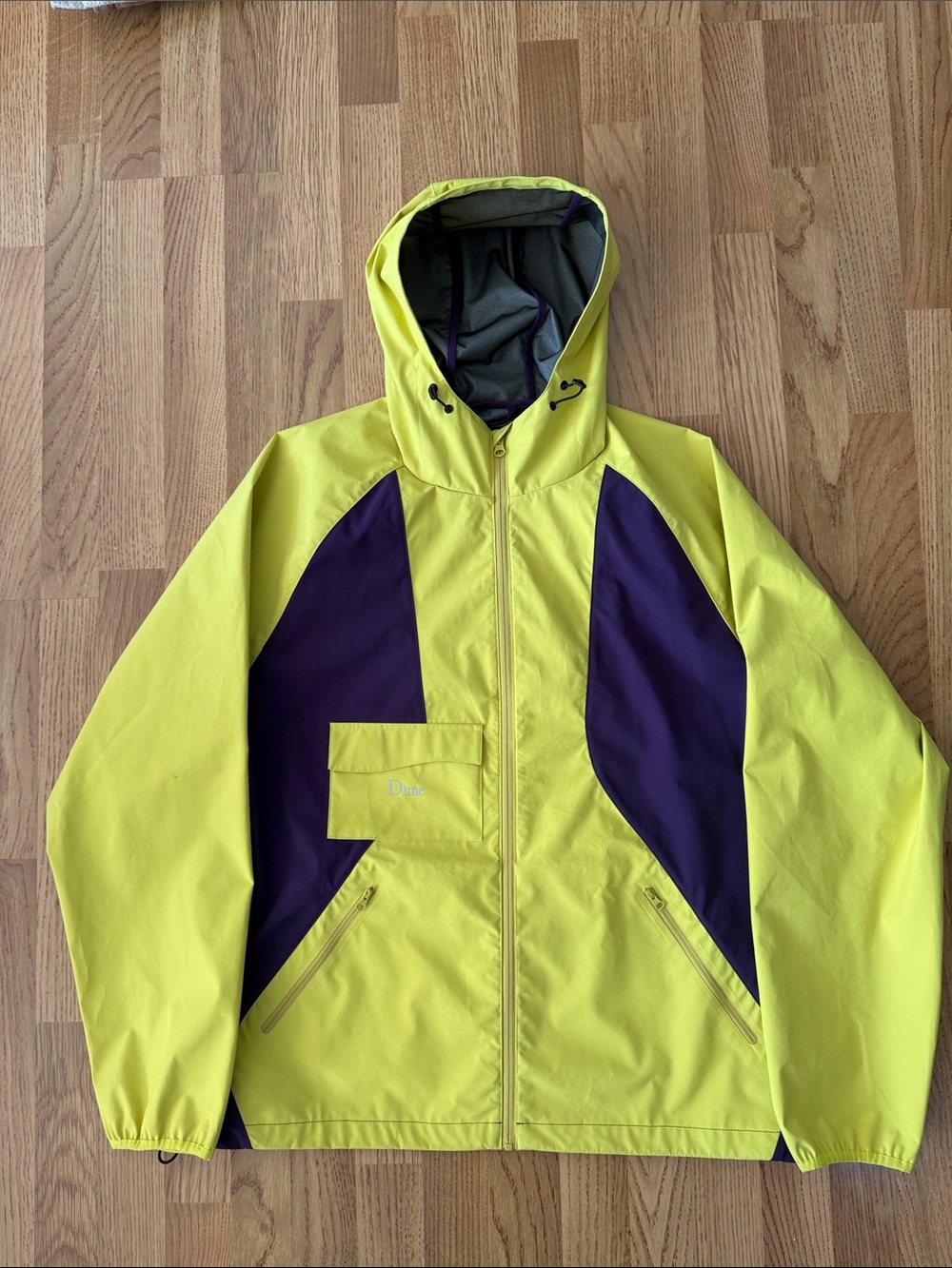 Men's Yellow & Purple Hooded Windbreaker Jacket